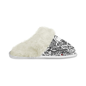 Cotton slippers with fur edges