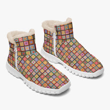 Load image into Gallery viewer, Colorful Square- Fur Zipper Up Boots
