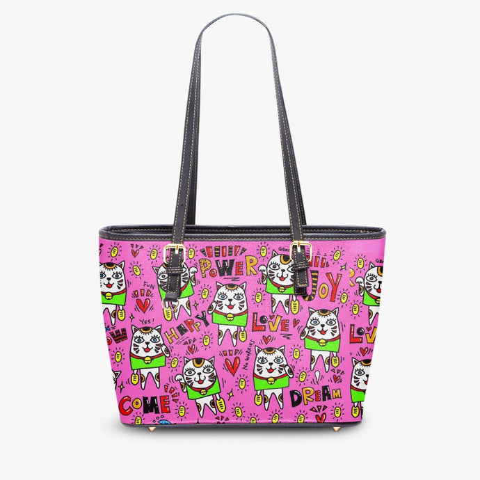 586. Large- Leather Tote Bag  Manekineko