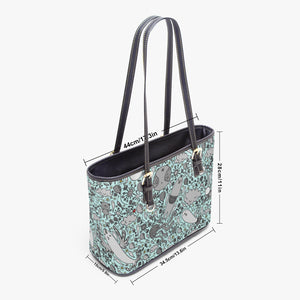 586. Large- Leather Tote Bag Dream in turquoise