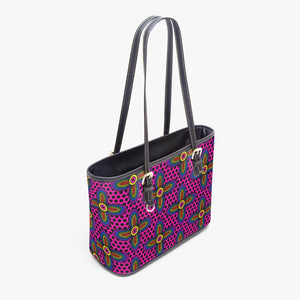 586. Large -Leather Tote Bag Vibrant Blossom