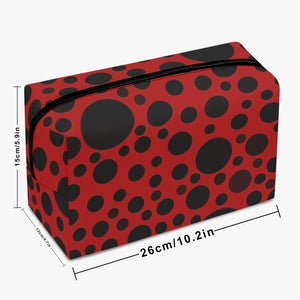 Red with Black dots-Large Capacity Travel Makeup Bag