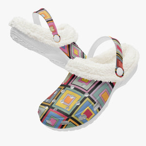 colorful square- Lined  Clogs