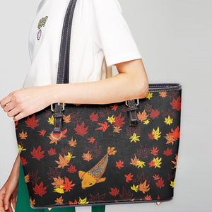 586. Large Leather Tote Bag for Women Koi fish