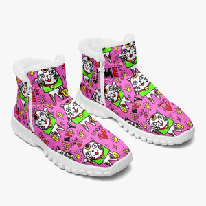 446. Cotton-pad Fur Zipper Up Boots Manekineko