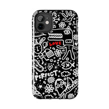 Load image into Gallery viewer, Doodle Love Tough Phone Case — Black &amp; White Cute Graphic Protection
