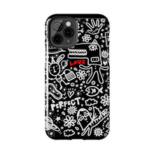Load image into Gallery viewer, Doodle Love Tough Phone Case — Black &amp; White Cute Graphic Protection
