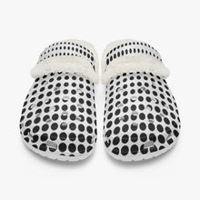 Load image into Gallery viewer, White in black dots- Lined Clogs
