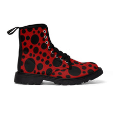 Load image into Gallery viewer, Red with Black dots -Women&#39;s Canvas Boots
