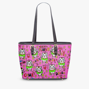 586. Large- Leather Tote Bag  Manekineko