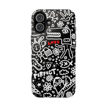 Load image into Gallery viewer, Doodle Love Tough Phone Case — Black &amp; White Cute Graphic Protection
