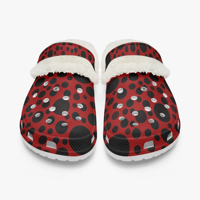 Red with black dots-Lined Clogs