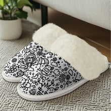 Load image into Gallery viewer, Cotton slippers with fur edges
