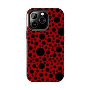 Red with black dots-Tough Phone Cases