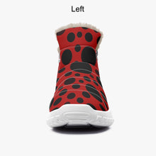 画像をギャラリービューアに読み込む, Red with Black dots-  Fur Zipper Up Boots
