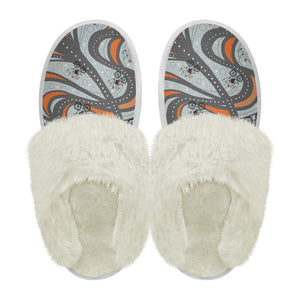 Cotton slippers with fur edges