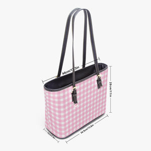 586. Large -Leather Tote Bag  Pink checkers