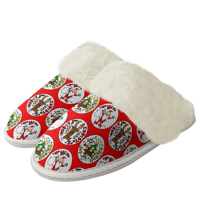 Cotton slippers with fur edges