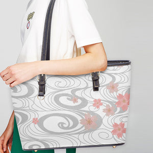 586. Large Leather Tote Bag for Women Yozakura white