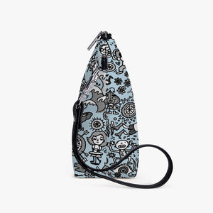 'A' Good Time in Blue  2-Zipper Sling  Bag