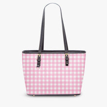 画像をギャラリービューアに読み込む, 586. Large -Leather Tote Bag  Pink checkers
