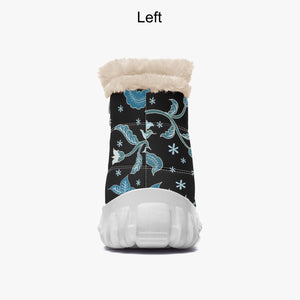 Blue flower- Fur Zipper Up Boots