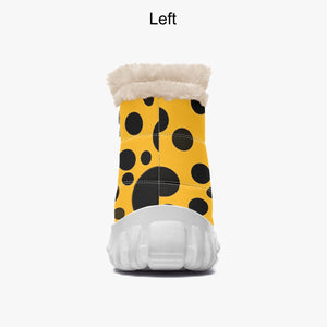 Yellow with Black dots- Fur Zipper Up Boots