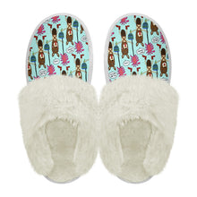 Load image into Gallery viewer, Cotton slippers with fur edges
