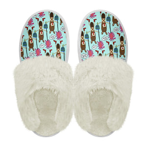 Cotton slippers with fur edges