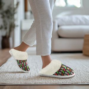 Cotton slippers with fur edges