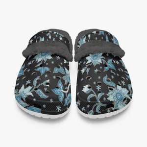 Blue flower-Lined  Clogs