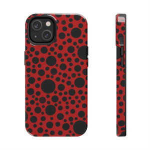 Red with black dots-Tough Phone Cases