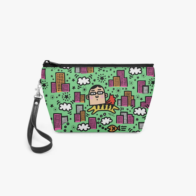 288. ‘Tiger Human’ Zipper Makeup Bag with Wrist Strap