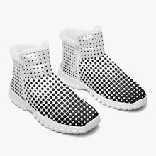 画像をギャラリービューアに読み込む, White with Black dots- Fur Zipper Up Boots
