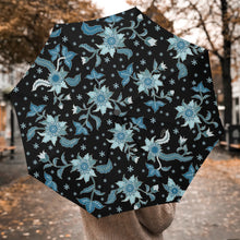 Load image into Gallery viewer, Blue Flowers - Automatic Folding Umbrella
