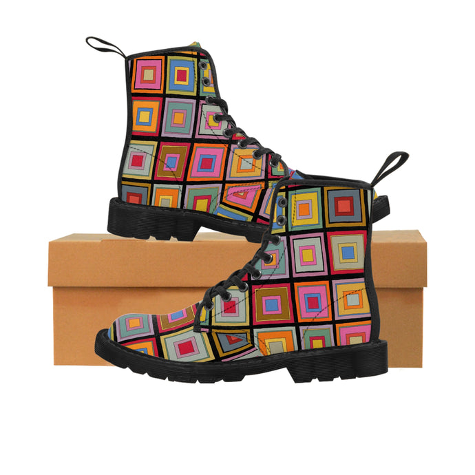 Colorful Square -Women's Canvas Boots