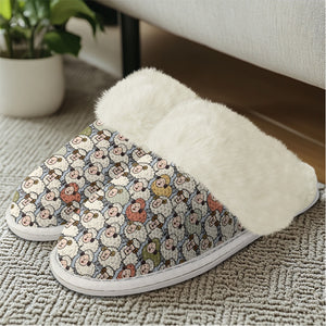 Cotton slippers with fur edges