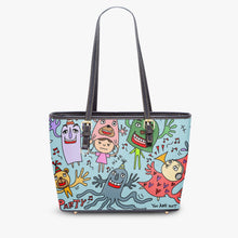 画像をギャラリービューアに読み込む, 586. Large -Leather Tote Bag You are not alone blue
