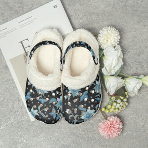 Blue flower-Lined  Clogs