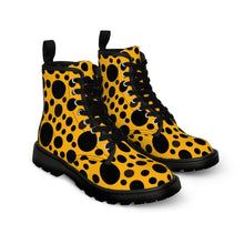 Load image into Gallery viewer, Yellow with Black dots-Women&#39;s Canvas Boots
