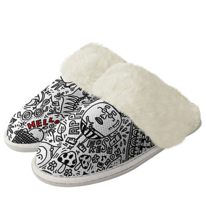 Cotton slippers with fur edges