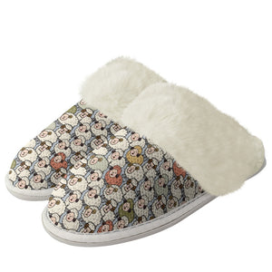 Cotton slippers with fur edges