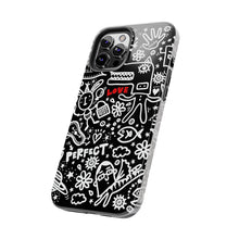 Load image into Gallery viewer, Doodle Love Tough Phone Case — Black &amp; White Cute Graphic Protection
