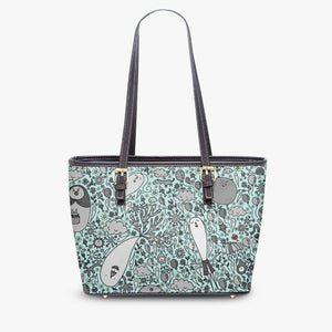 586. Large- Leather Tote Bag Dream in turquoise