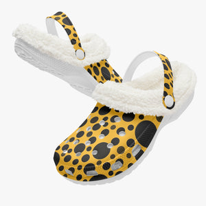 Yellow with black dots-Lined  Clogs