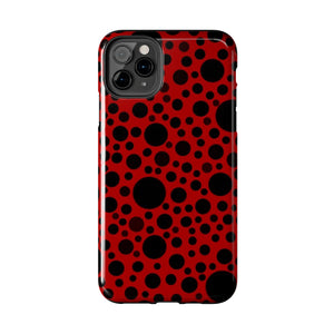 Red with black dots-Tough Phone Cases