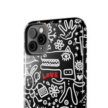 Load image into Gallery viewer, Doodle Love Tough Phone Case — Black &amp; White Cute Graphic Protection
