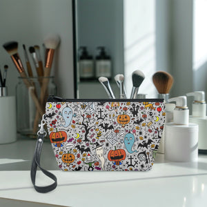 288. Zipper Makeup Bag with Wrist Strap Halloween- zipper strap bag