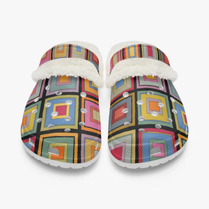 colorful square- Lined  Clogs