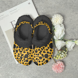 Yellow with black dots-Lined  Clogs